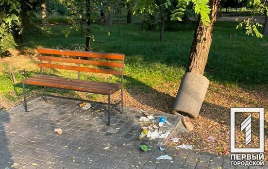 «Чисто не там, де прибирають»: в одному з парків Кривого Рогу містяни закидали сміттям зелену зону та узбіччя тротуарів