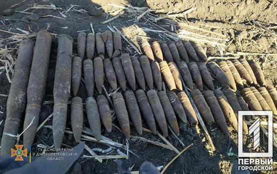 Неподалік Кривого Рогу чоловік за допомогою металошукача у полі виявив схрон артилерійських снарядів