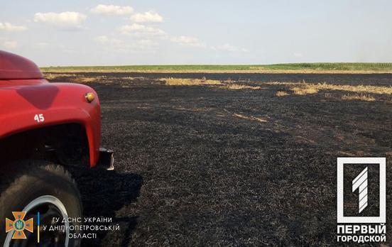 Пожарные дважды за сутки тушили пламя на полях неподалёку от Кривого Рога