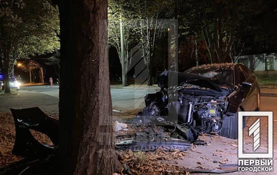 В Кривом Роге Hyundai после столкновения с Daewoo отбросило в дерево