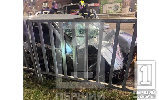 Влетів у паркан та розбив голову: у Кривому Розі на Січеславській сталася нічна аварія