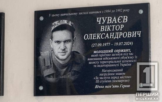 Тяжело на сердце от трагической утраты: в Кривом Роге открыли мемориальную доску Виктору Чуваеву