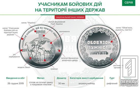Нацбанк посвятил участникам боевых действий на территории других стран памятную монету номиналом в 10 гривен