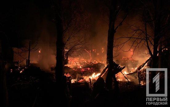 В Покровском районе Кривого Рога пожар уничтожил заброшенный дом