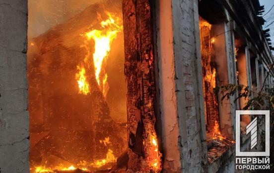 Ночью в Кривом Роге произошёл масштабный пожар в заброшенном здании