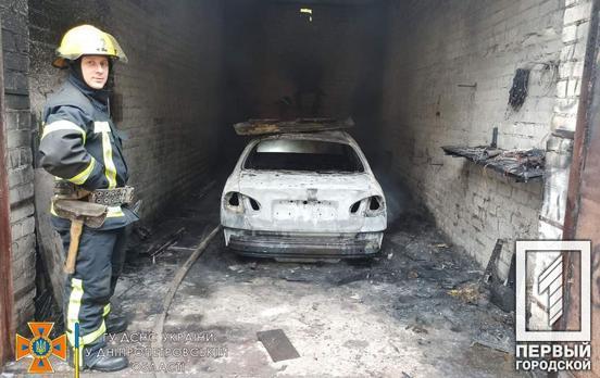 Пожарные Кривого Рога ликвидировали возгорание легкового автомобиля внутри гаража