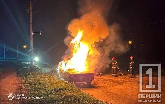 Загорелся моторный отсек: ночью в Ингулецком районе пылал автомобиль