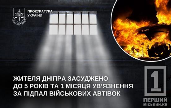 В Днепре осудили мужчину, который сжег семь автомобилей ВСУ